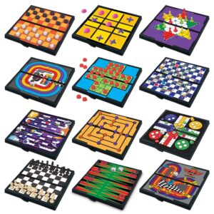 Gamie Magnetic Board Travel Games for Kids, Includes 12 Retro Fun Games - 5" Compact Design, Individually Boxed Travel Essentials for Kids 4-8, 8-12, Road Trip/Airplane/Camping, for All Ages