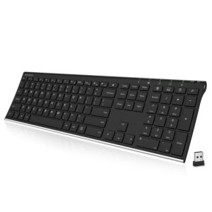 Arteck 2.4G USB Wireless Keyboard Full Size Keyboard for Computer/PC/Laptop