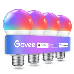 Govee Smart Light Bulbs, A19 Color Changing Light Bulb, 800 LM, E26 Base