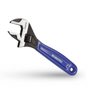 WORKPRO 6-Inch Compact Adjustable Wrench, Wide Jaw Cr-V steel Wrench