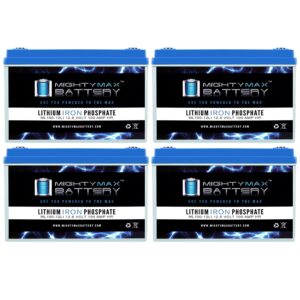Mighty Max Battery ML100-12LI - 12 Volt 100 AH Deep Cycle Lithium Iron Phosphate (LiFePO4) Rechargeable and Maintenance Free Battery - Pack of 4