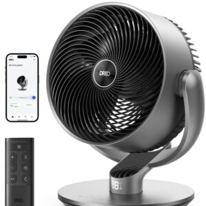DREO 16 Inch 20dB Quiet Smart Fans for Bedroom, DC Room Fan with Remote, 120°+120° Oscillating Fan, 6 Modes, 9 Speeds, 12H Timer,Works Alexa/Google/WiFi/Voice Control, Silver, Oversize (DR-HAF004S)