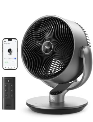 DREO 16 Inch 20dB Quiet Smart Fans for Bedroom, DC Room Fan with Remote, 120°+120° Oscillating Fan, 6 Modes, 9 Speeds, 12H Timer,Works Alexa/Google/WiFi/Voice Control, Silver, Oversize (DR-HAF004S)