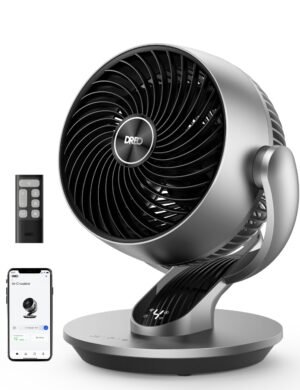 DREO Smart Fan for Bedroom,120° Vertical and 90° Oscillating Fan with Remote/Voice, 13 Inch Height Quiet Air Circulator for Whole Room, 70 ft, 4 Speeds, 5 Modes, 12H Timer, Desk Fans for Home, Office