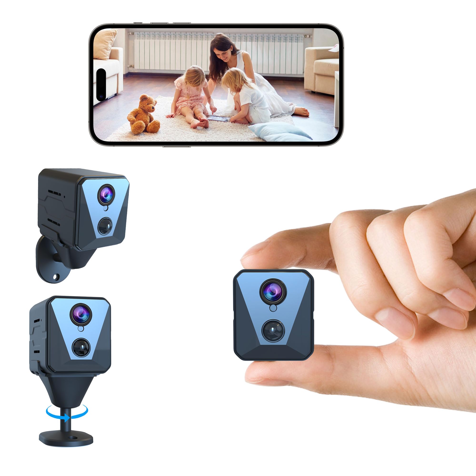 Funstorm 2025 Upgraded Security Camera, 4K HD Mini Nanny Cam for Home with Night Vision, WiFi Indoor Camera, 100 Days Long Battery Life, Motion Detection, Remote Viewing, Wireless Surveillance Cam