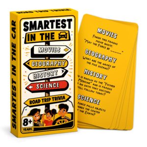 WELL BALANCED Road Trip Trivia - Road Trip Games for Kids Travel Essentials Car Activities Must Haves for Ages 8+