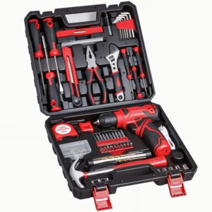 8V Cordless Drill Set, 132-Piece Home Tool Set for DIY & Home Improvement