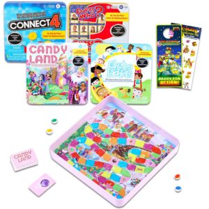Hasbro Gaming Magnetic Game Travel Set for Kids - Bundle with 4 Travel Games in Tin Featuring Connect 4, Sorry, Trouble, Guess Who Plus Stickers | Travel Games for Kids 8-12