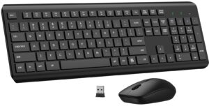 Wireless Keyboard and Mouse Combo, Full Size Silent Ergonomic Keyboard and Mouse, Long Battery Life, Optical Mouse, 2.4G Lag-Free Cordless Mice Keyboard for Computer, Mac, Laptop, PC, Windows