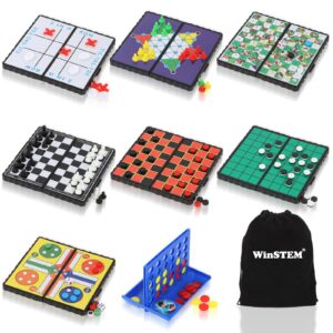 8-in-1 Mini Travel Games Set, 5.2'' Mini Games for Kids and Adults, 8 Pack