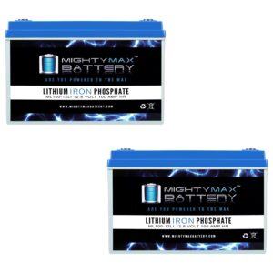 Mighty Max Battery ML100-12LI - 12 Volt 100 AH Deep Cycle Lithium Iron Phosphate (LiFePO4) Rechargeable and Maintenance Free Battery - Pack of 2