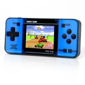 Handheld Game for Kids ，Built-in 220 32-bit Video Games, 3.0” IPS Screen, Rechargeable Portable Game Console, Travel Mini Arcade Electronic Toys Gift for Boys and Girls (Black+Blue)