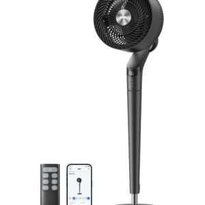 DREO Smart Fan for Bedroom,120°+100° Standing Fan, Quiet Oscillating Fan