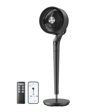 DREO Smart Fan for Bedroom,120°+100° Standing Fan, Quiet Oscillating Fan